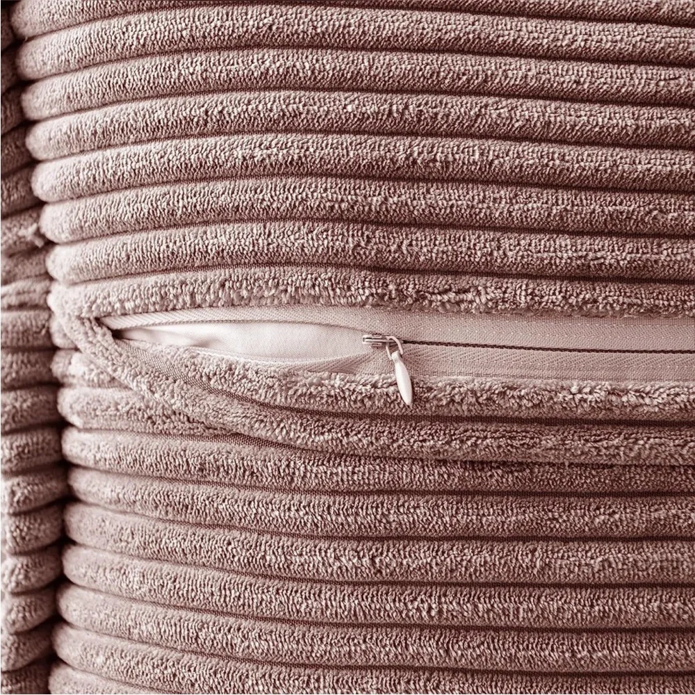 Pale Dusty Pink Stripe Texture Corduroy Farmhouse Luxury Soft Pillow Cover Set